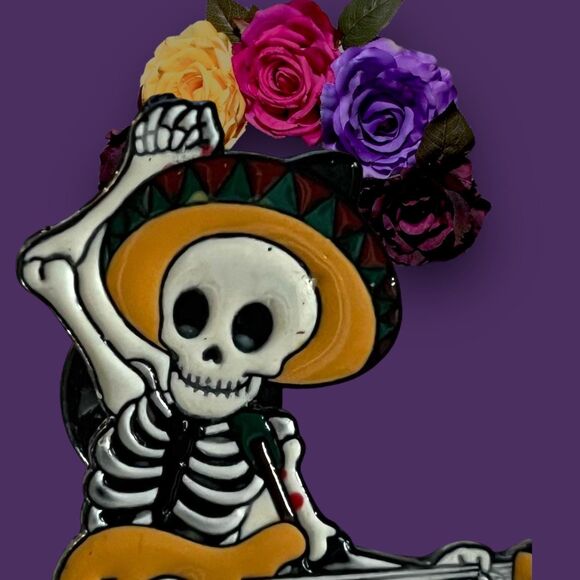 Día de Los Muertos (Day of the Dead) Skull Punk Brooches - Festive Band Series - Picture 5 of 5